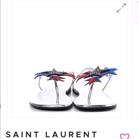 Saint Laurent Calf Skin Metallic Star Sandals - Picture 3 of 10